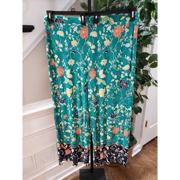 Est. 1946 Calypso Green Floral Polyester Boho Hippie Chic Harem Pants 22/24W - Picture 1 of 12